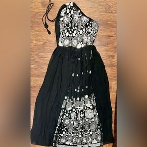 Party wear black dress. Elegant work with purls and beats, beautiful dress